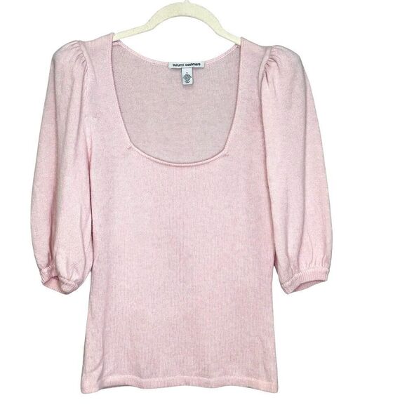 Autumn Cashmere Sweater Size Small Pink Shimmer Half-Sleeve Square Neck - Picture 1 of 4